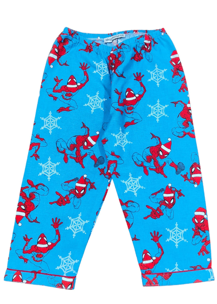 Kid's Spiderman Print Cotton Flannel Long Sleeve Night Suit