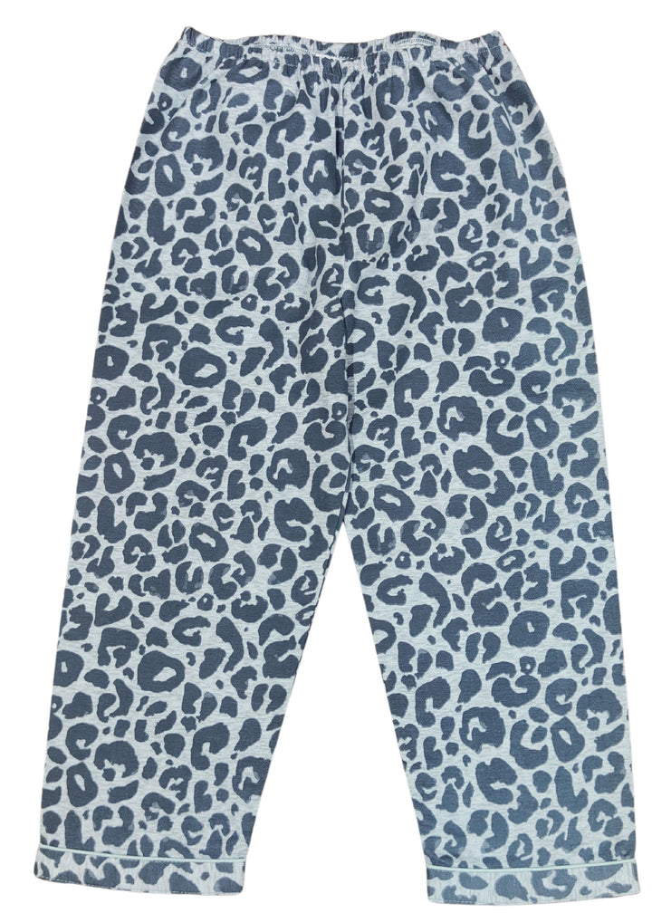 Grey Animal Print Cotton Flannel Long Sleeve Kid's Night Suit