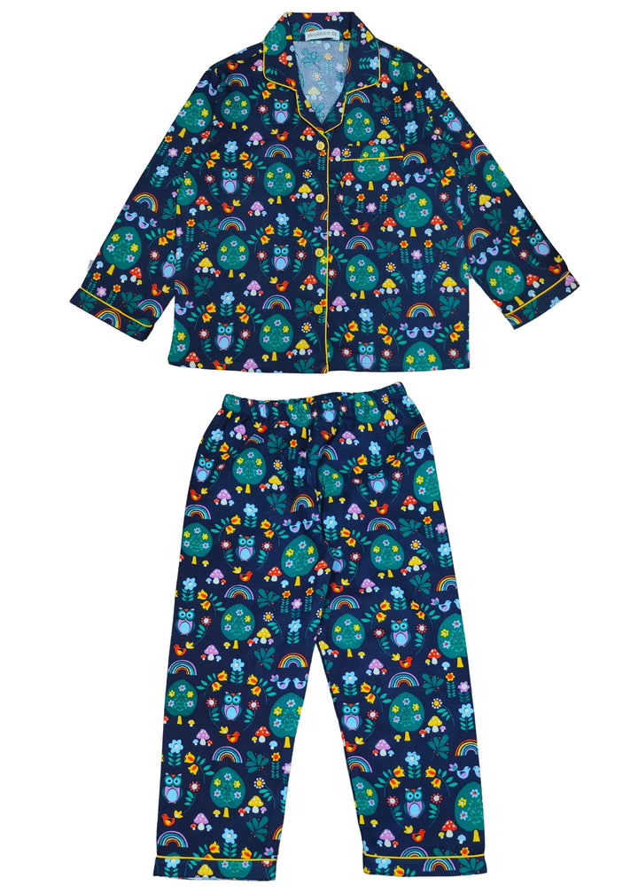 Rainbow Print Cotton Flannel Long Sleeve Kid's Night Suit