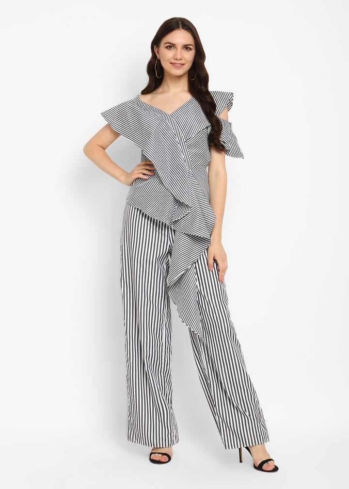 Asymmetrical Stripe Jumpsuit