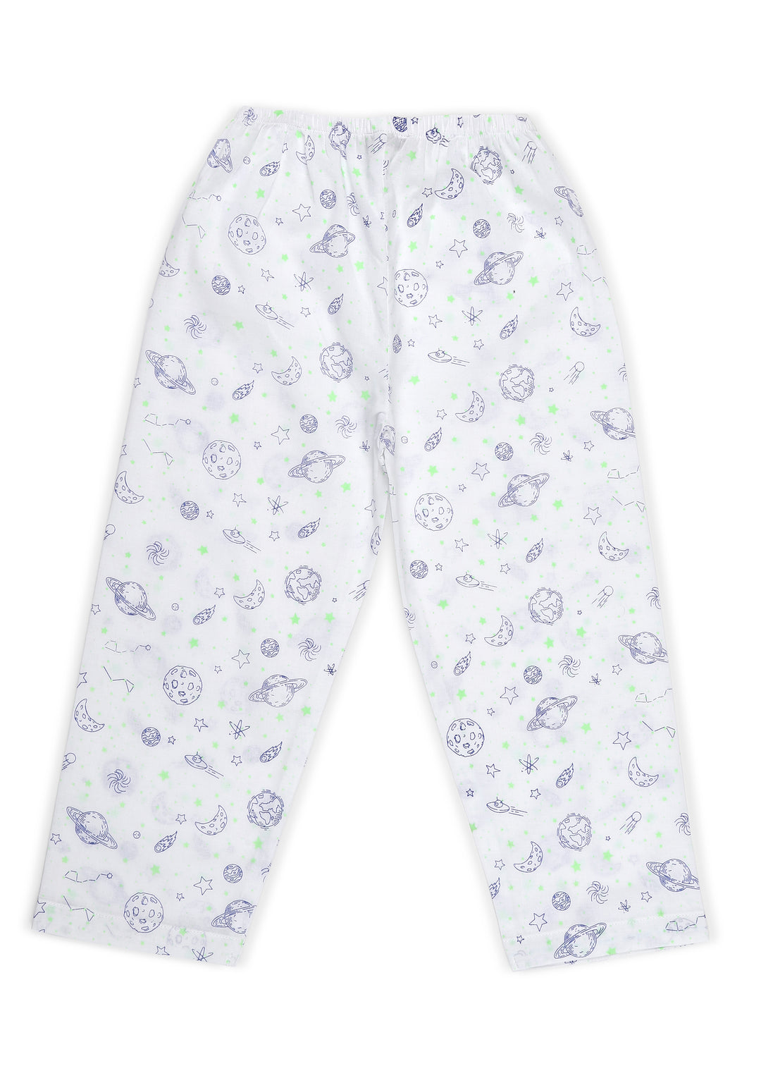 White Space Glow In The Dark Print Round Neck Long Sleeve Kids Night Suit