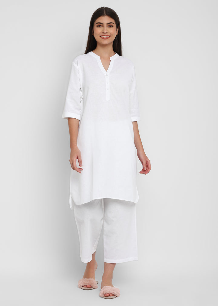 White Linen Women's Coord Set