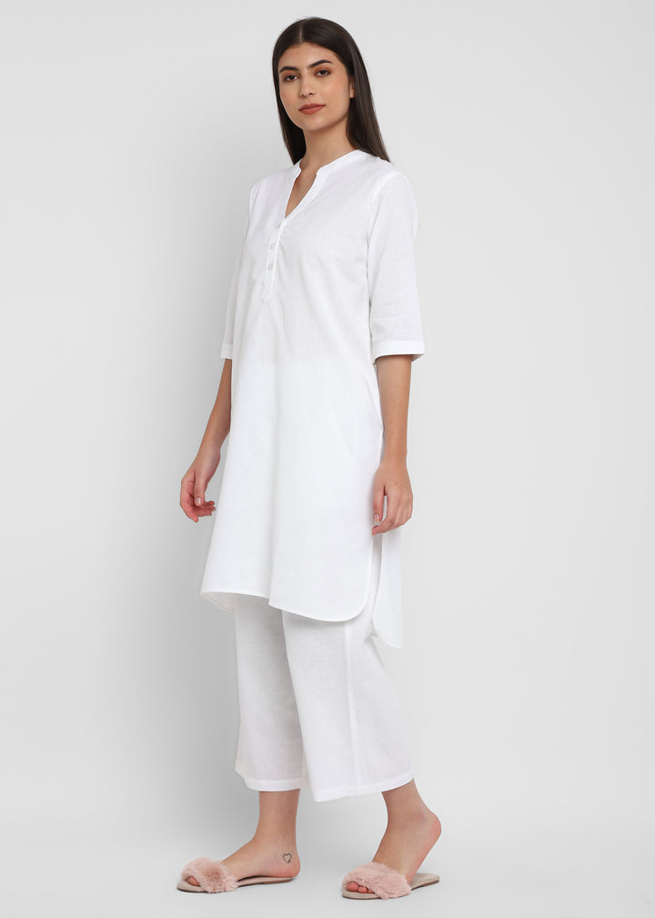 White Linen Women's Coord Set