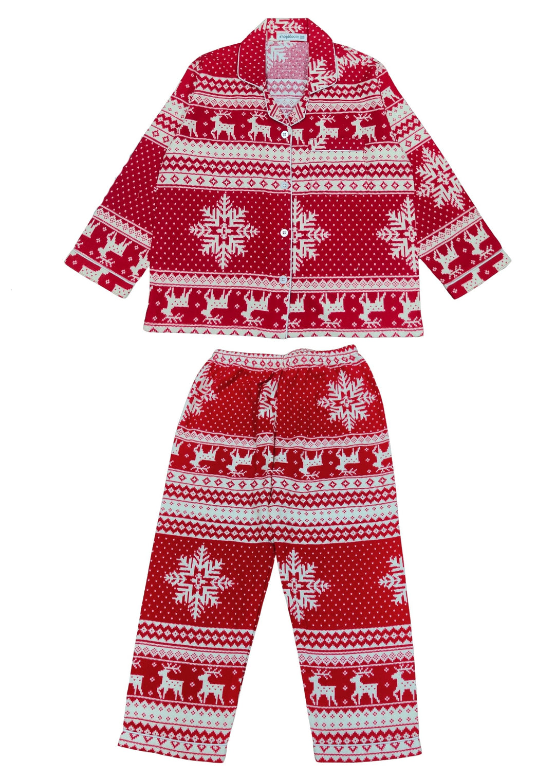 Winter Wonderland Print Cotton Flannel Long Sleeve Kid's Night Suit