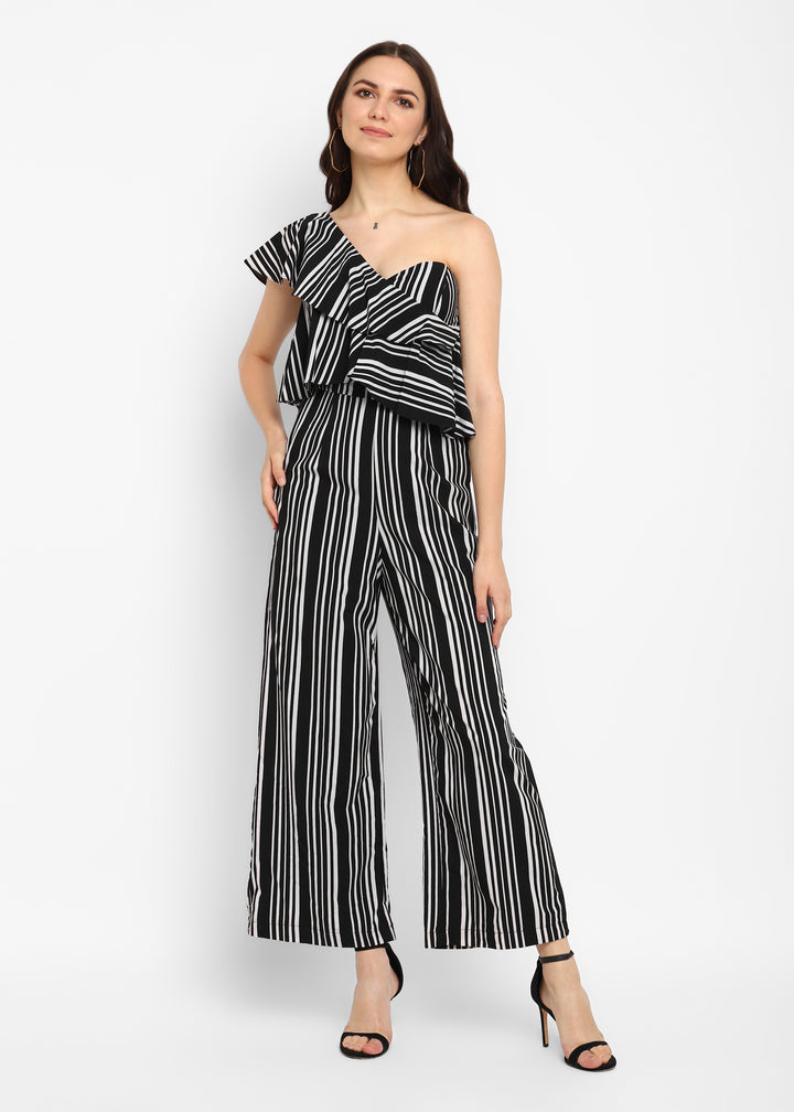 Black Tube One Shoulder Jumpsuit