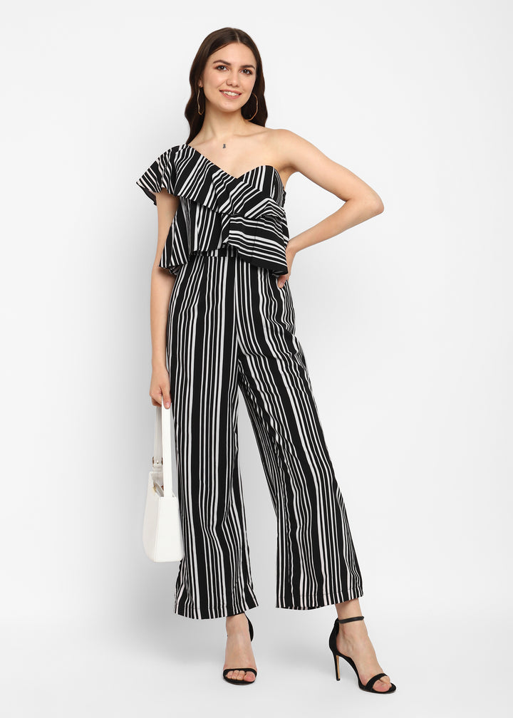 Black Tube One Shoulder Jumpsuit