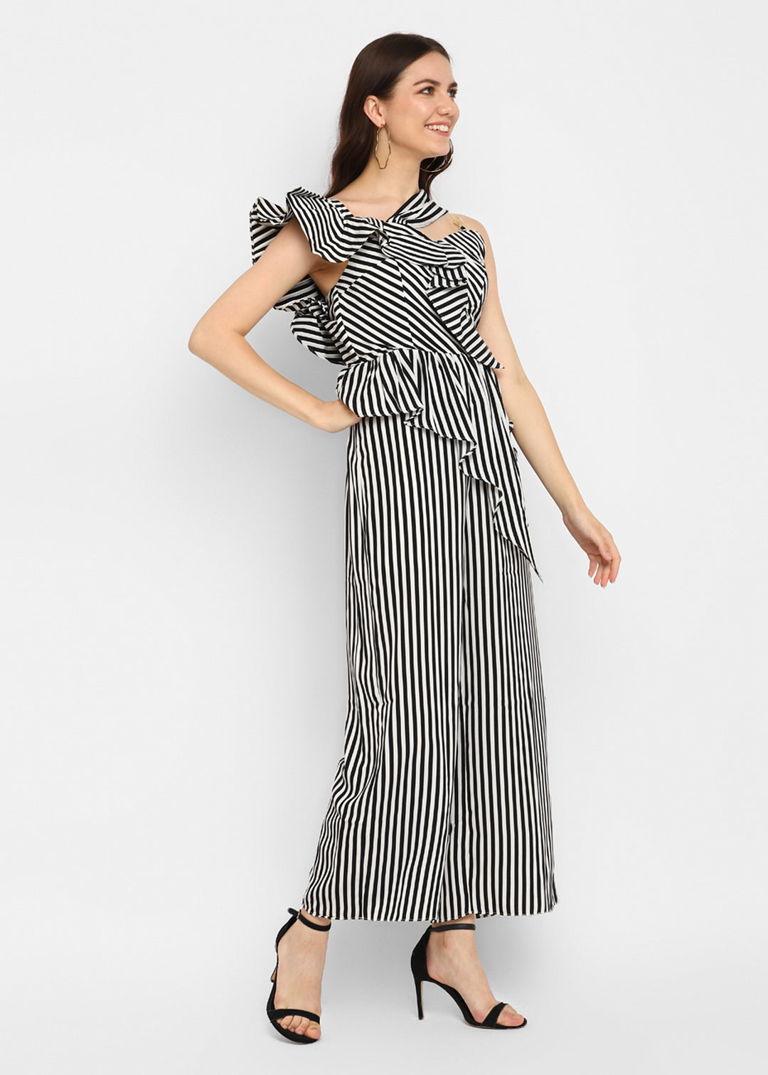 Ruffled Stripe Jumpsuit