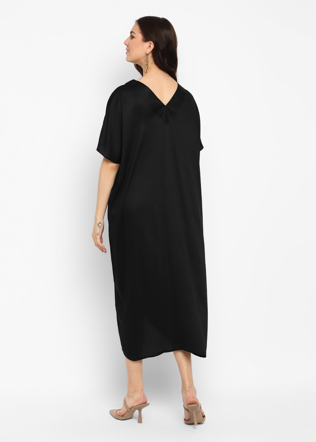 Ultra Soft Black Modal Long Kaftan Dress