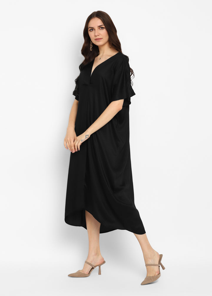 Ultra Soft Black Modal Long Kaftan Dress