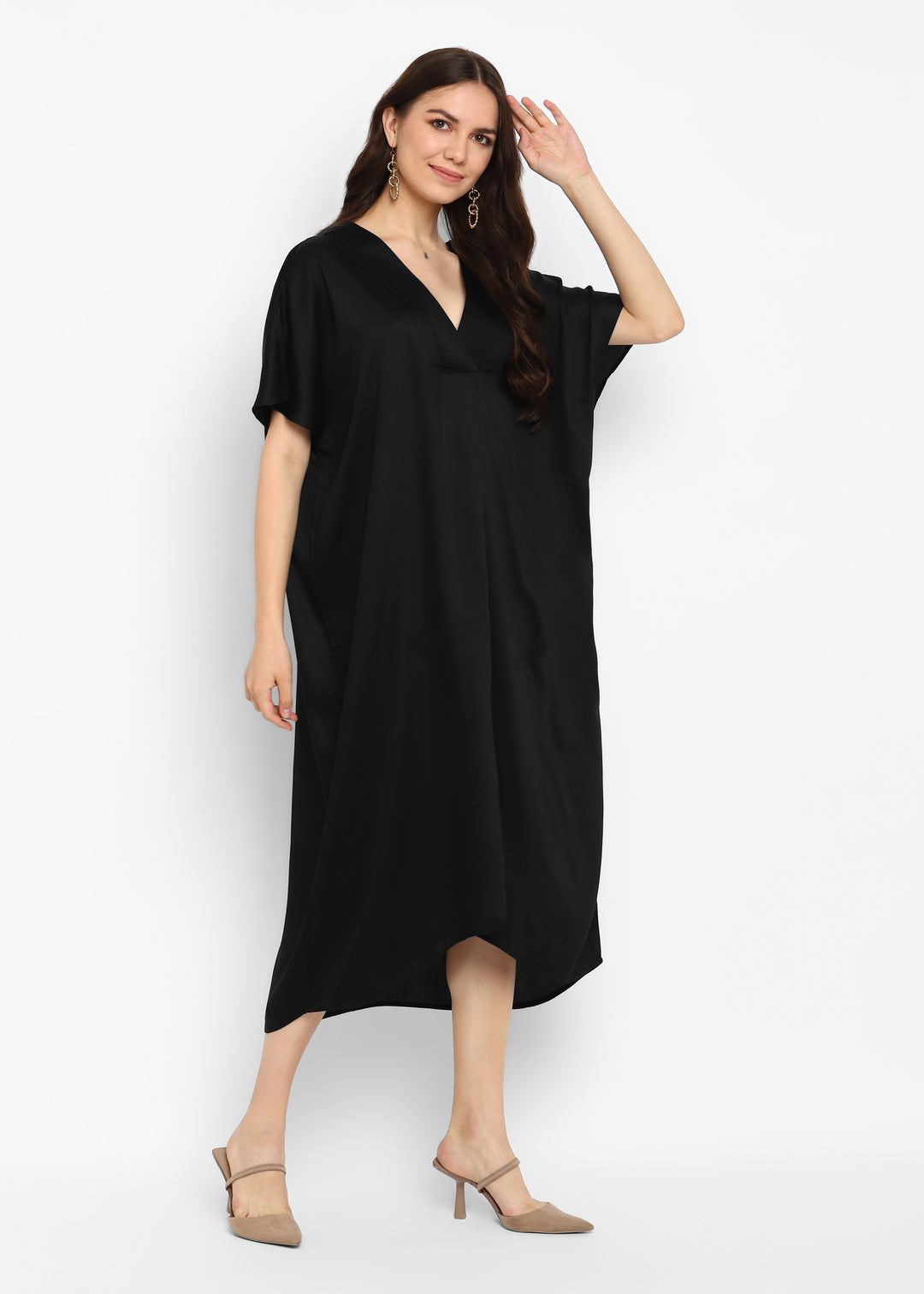 Ultra Soft Black Modal Long Kaftan Dress