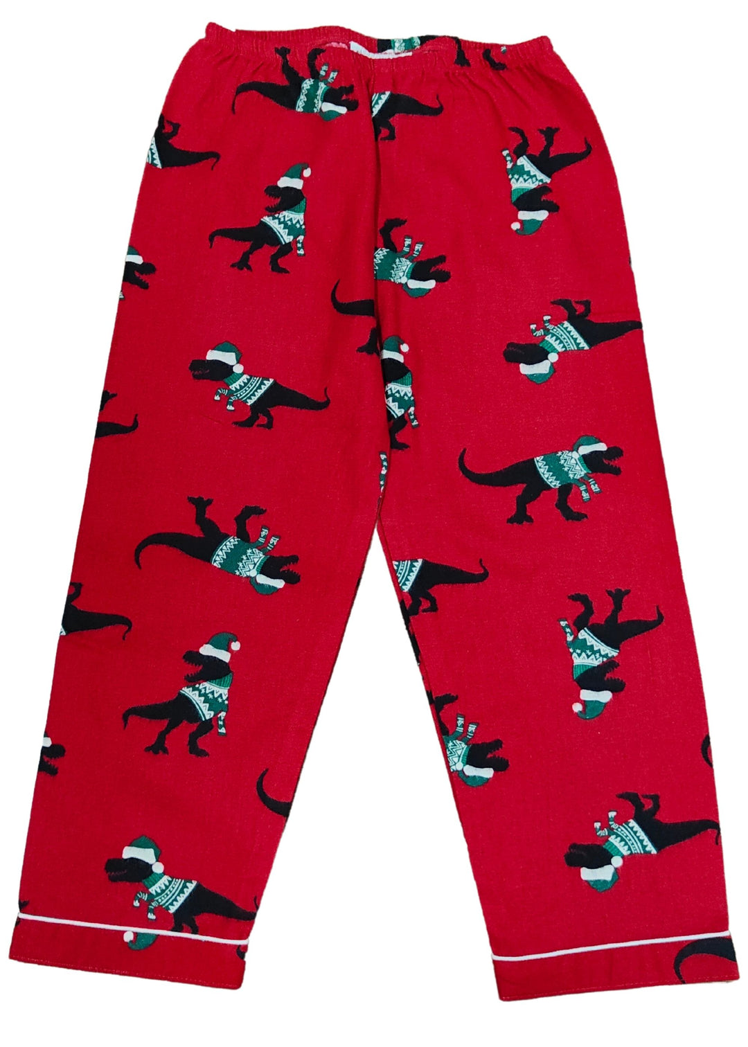 Red Dino Print Cotton Flannel Long Sleeve Kid's Night Suit