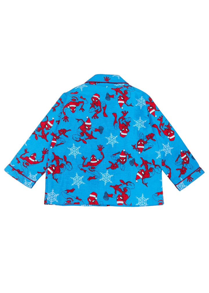 Kid's Spiderman Print Cotton Flannel Long Sleeve Night Suit