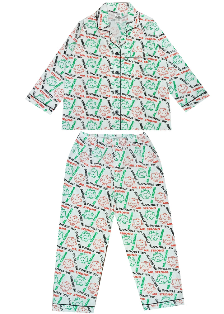 Mr Strong Print Long Sleeve Kids Night Suit