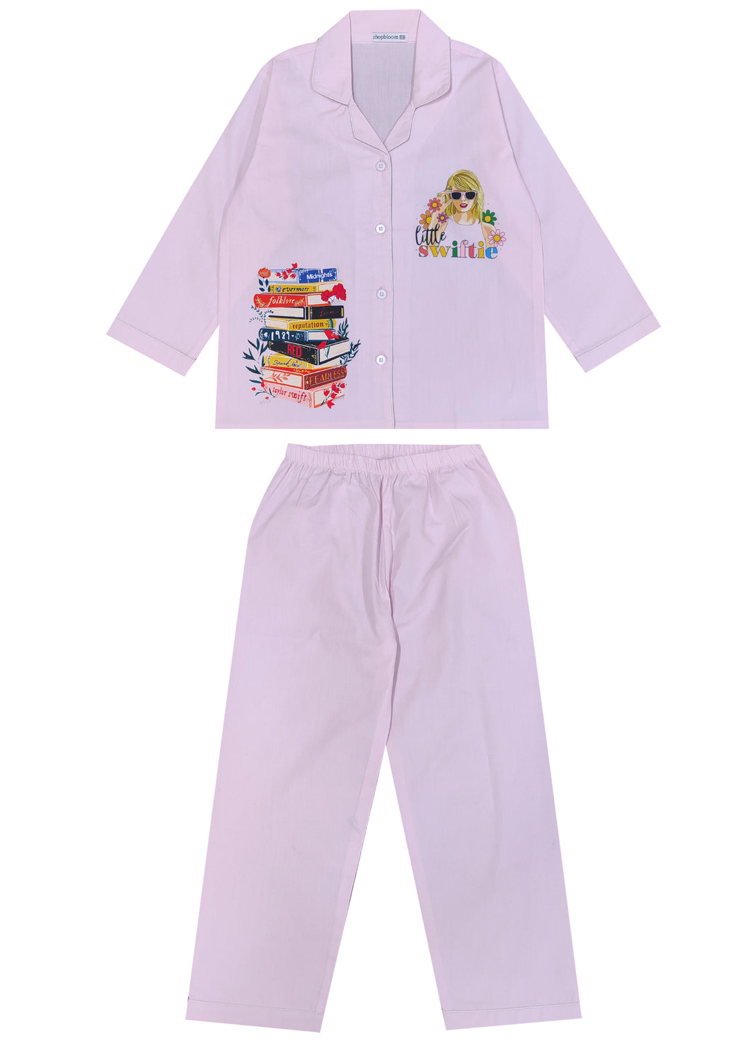 Little Swiftie Print Long Sleeve Kids Night Suit