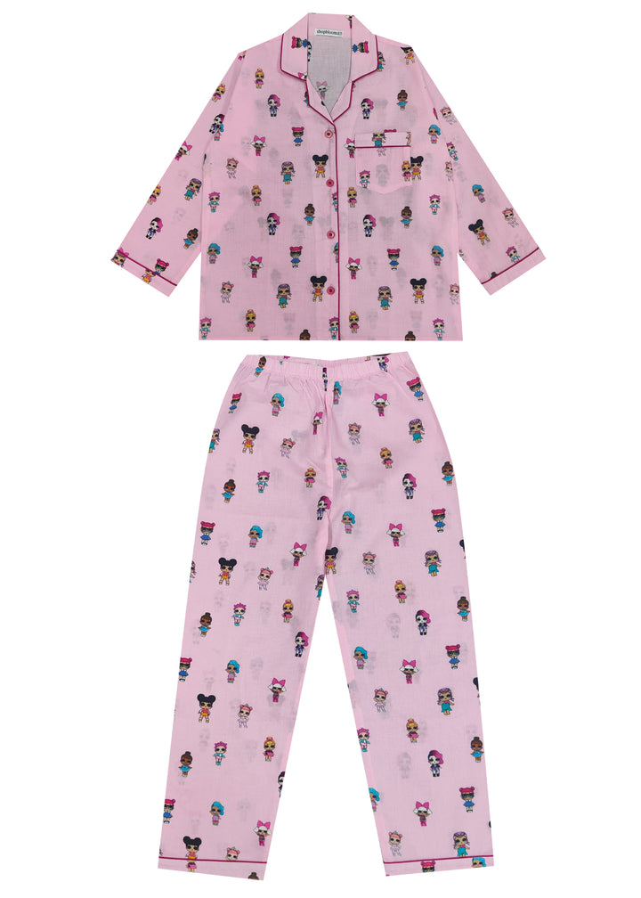 Little Girls Print Long Sleeve Kids Night Suit