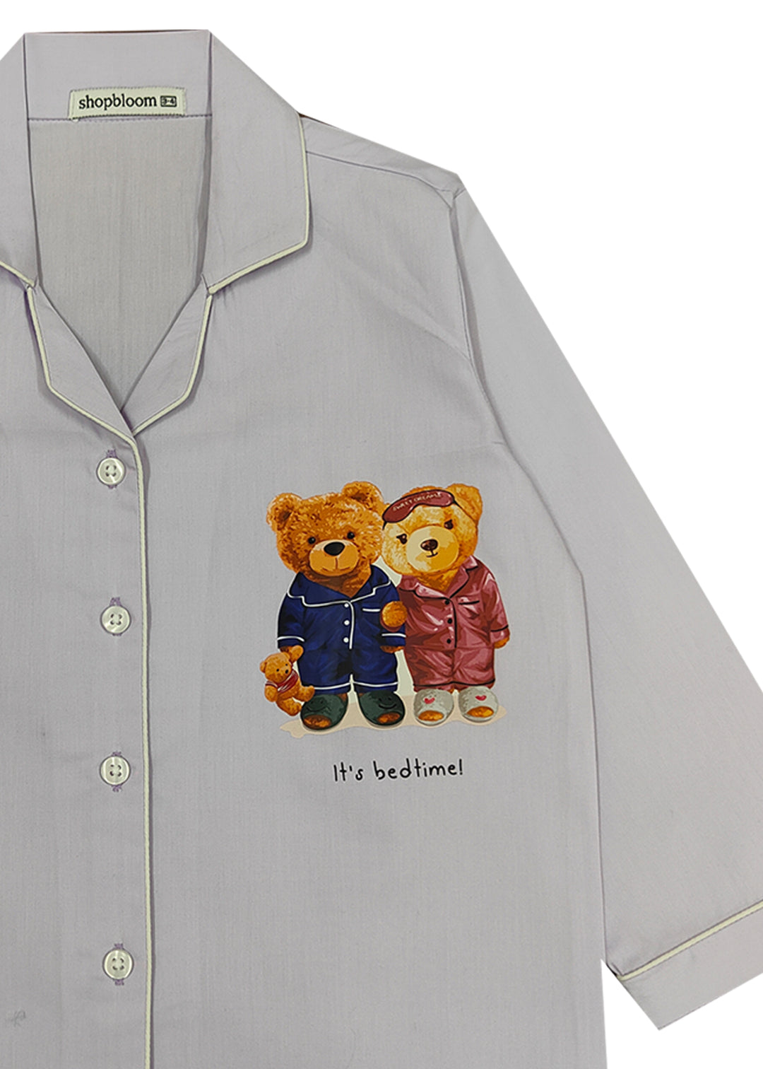 Its Bedtime Teddy Lavender Long Sleeve Kids Night Suit