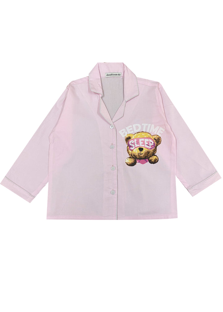 Sleep Time Pink Long Sleeve Kids Night Suit