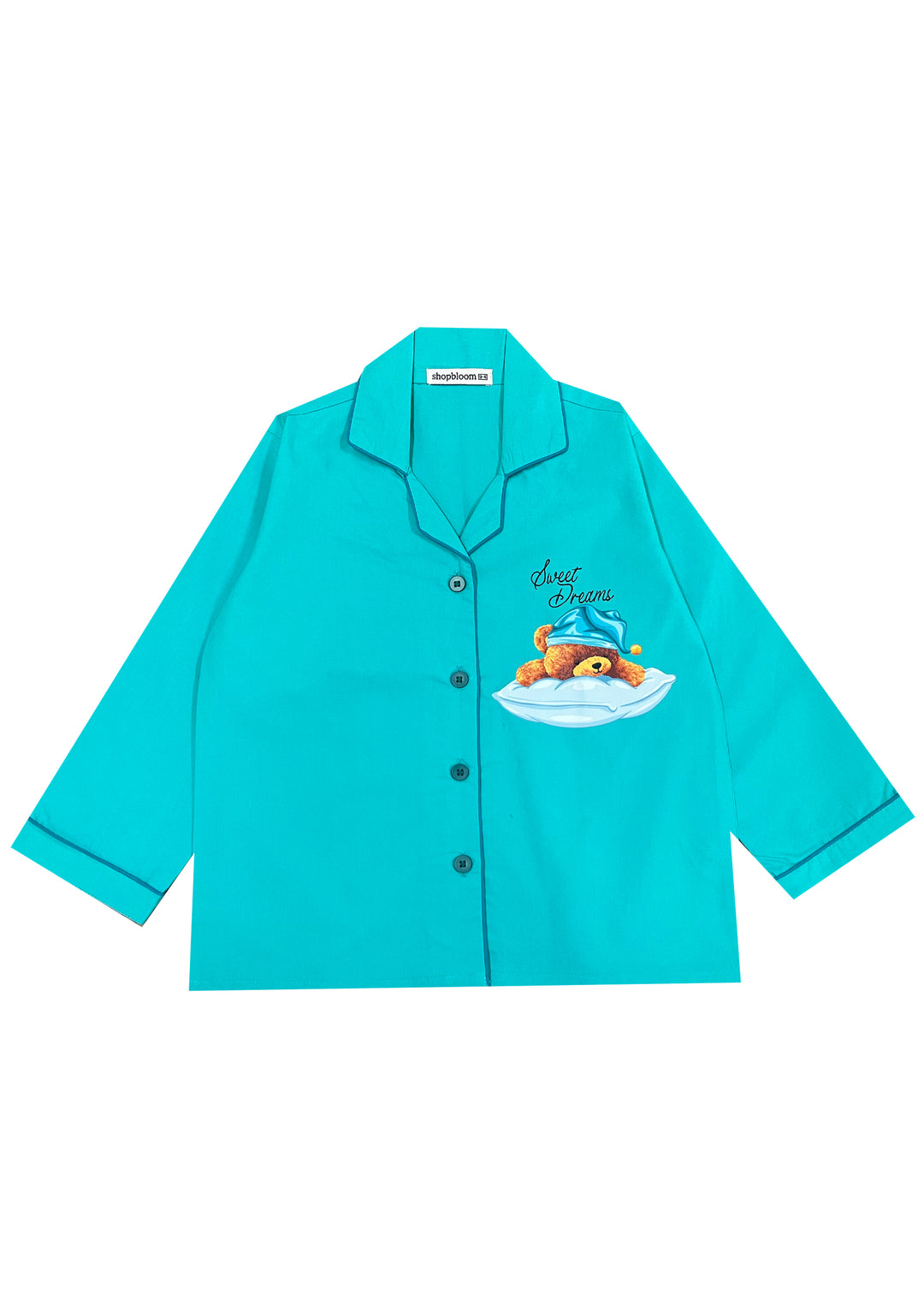 Sweet Dreams Teddy Bright Blue Long Sleeve Kids Night Suit