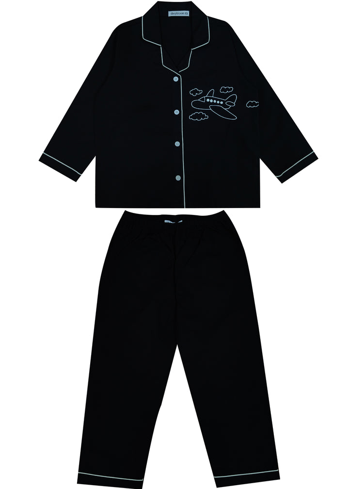 Aeroplane Glow in the Dark  Print Long Sleeve Kids Night Suit