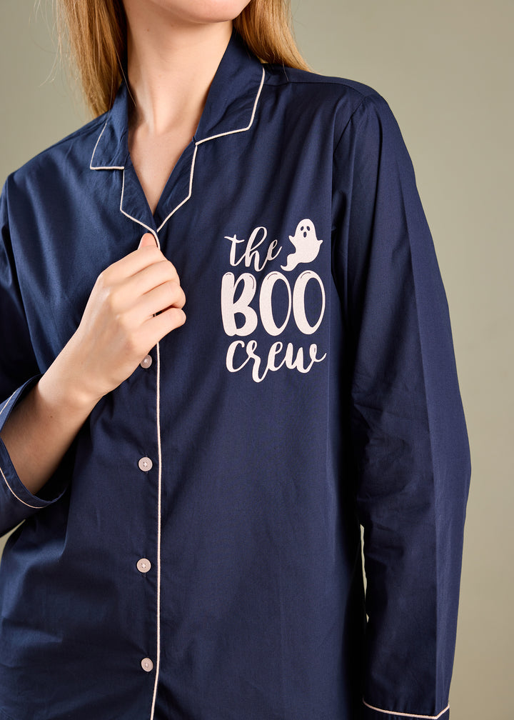 The Boo Crew Glitter Long Sleeve Women's Night Suit