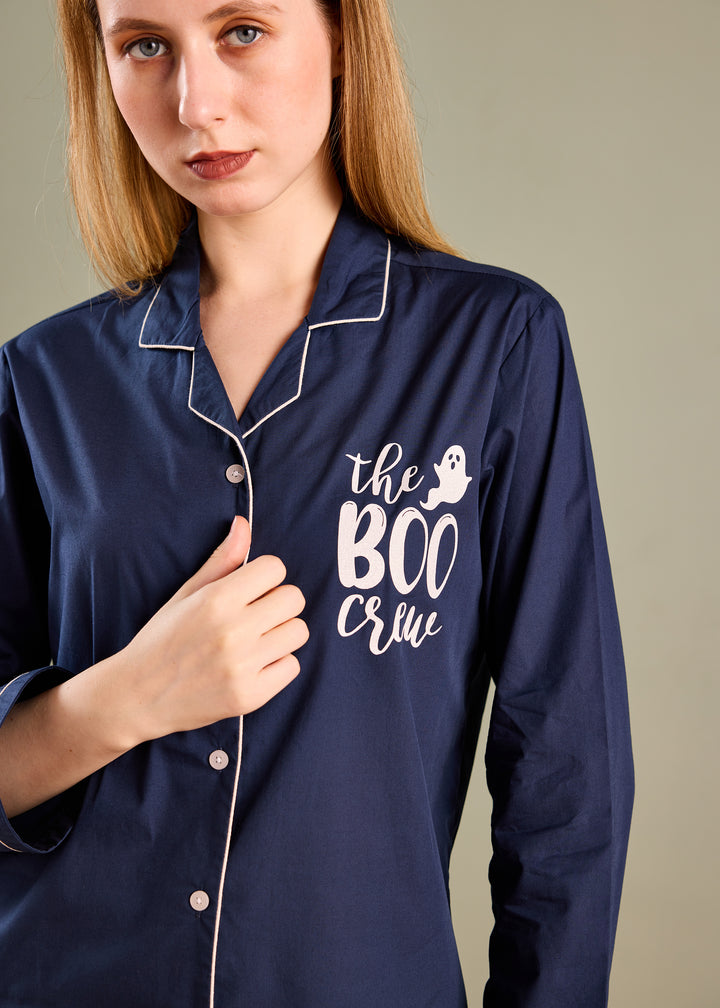 The Boo Crew Glitter Long Sleeve Women's Night Suit