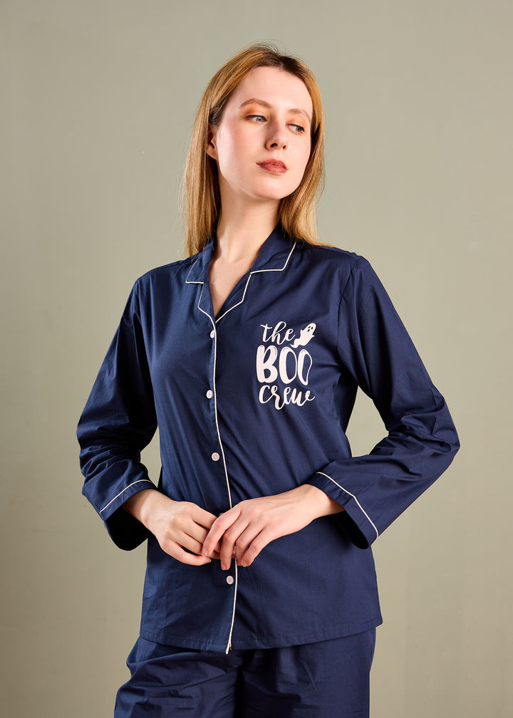 The Boo Crew Glitter Long Sleeve Women's Night Suit