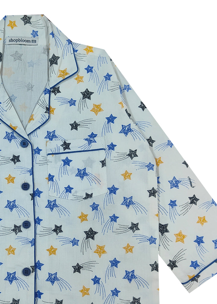 Starry Print Long Sleeve Kids Night Suit