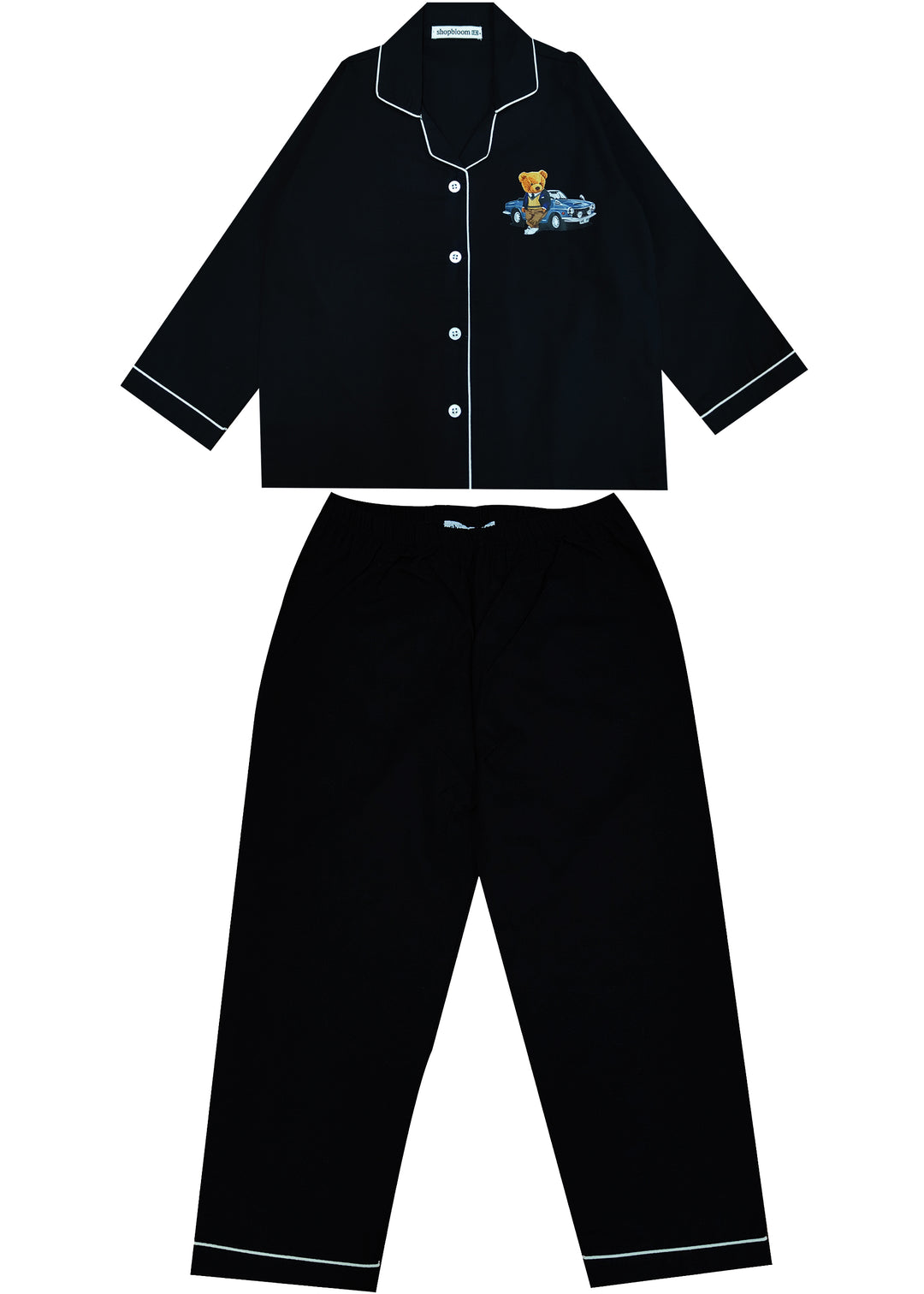 Cuddly Teddy Car Black Long Sleeve Kids Night Suit