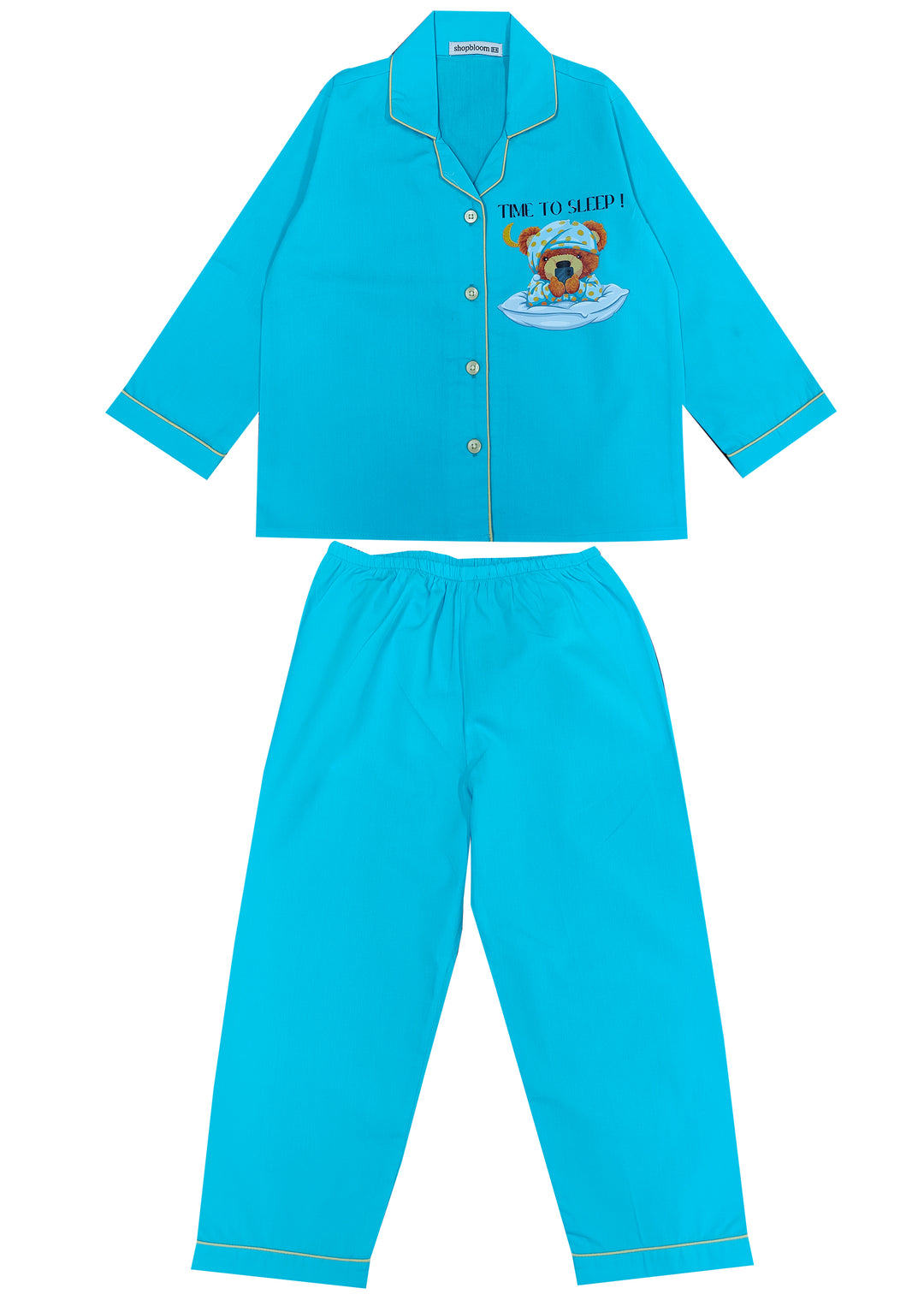 Time To Sleep Teddy Long Sleeve Kids Night Suit