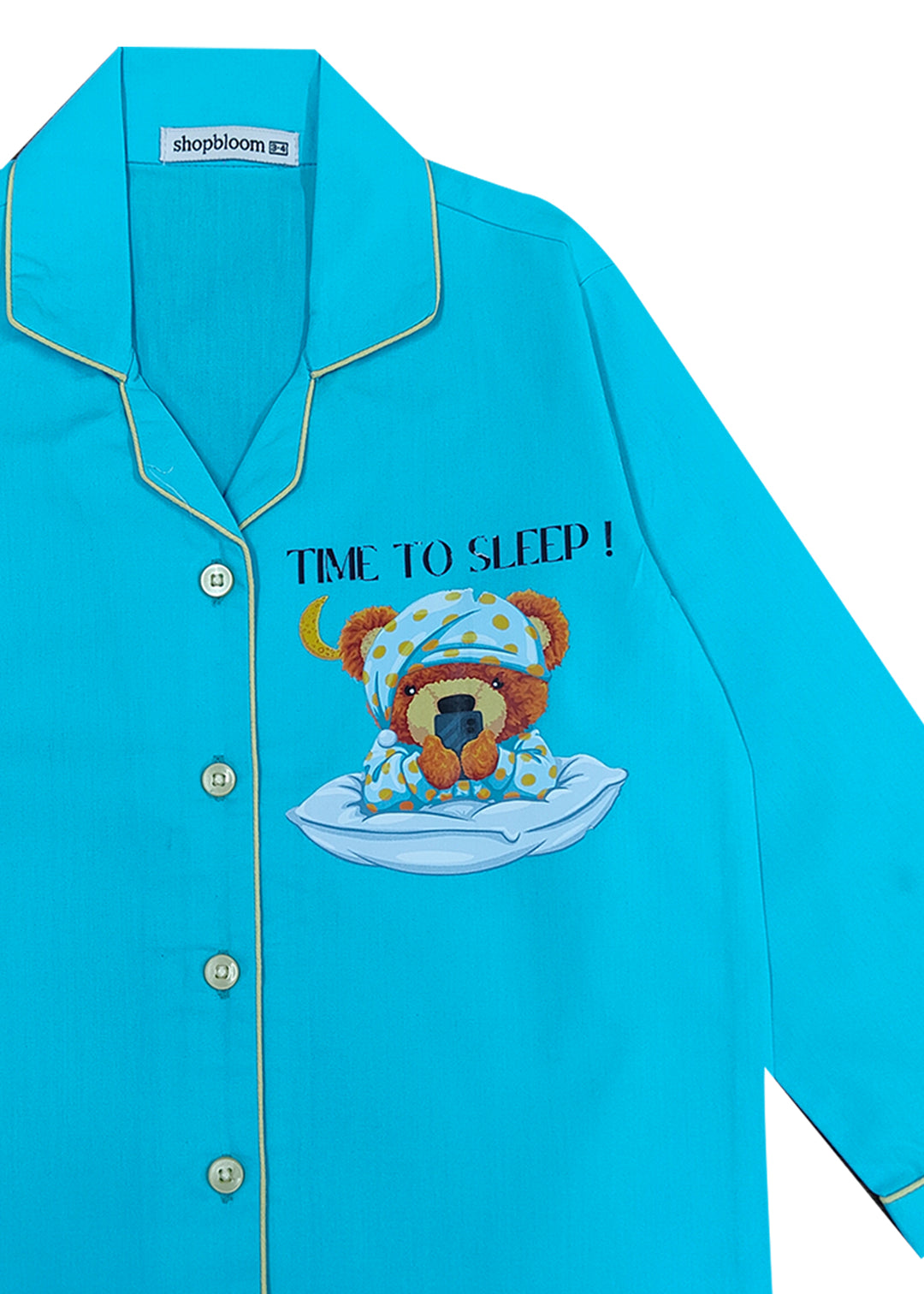 Time To Sleep Teddy Long Sleeve Kids Night Suit