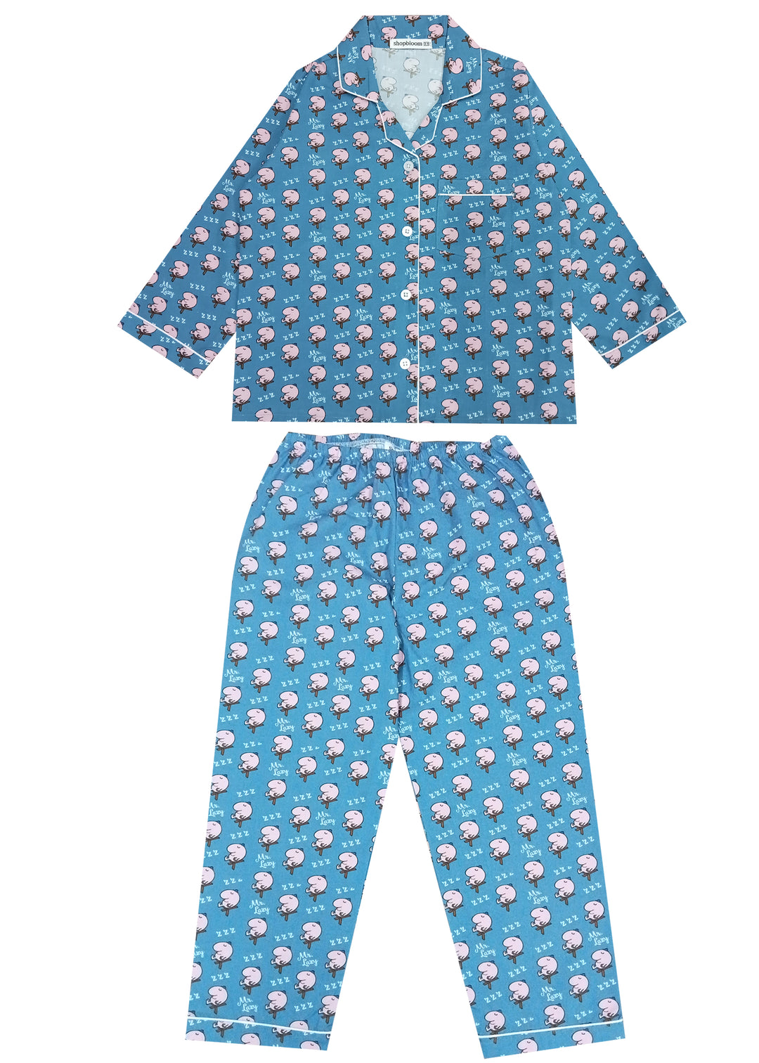 Mr Lazy Print Long Sleeve Kids Night Suit