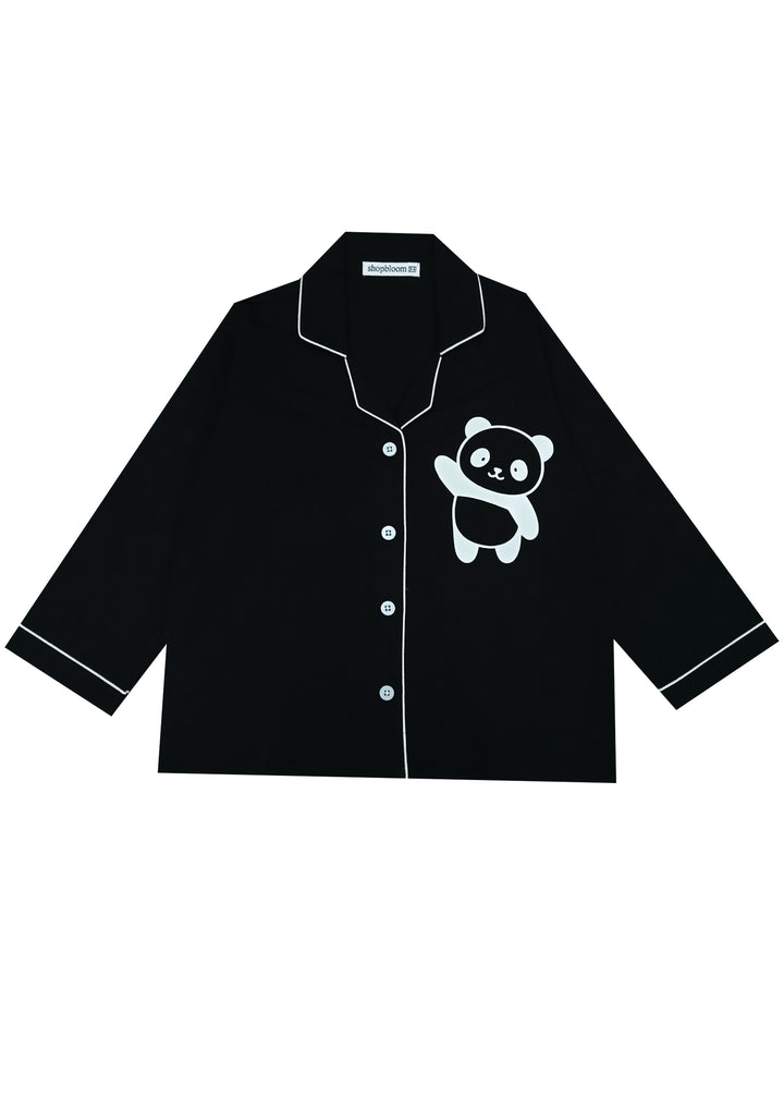 Panda Glow in the Dark Print Long Sleeve Kids Night Suit