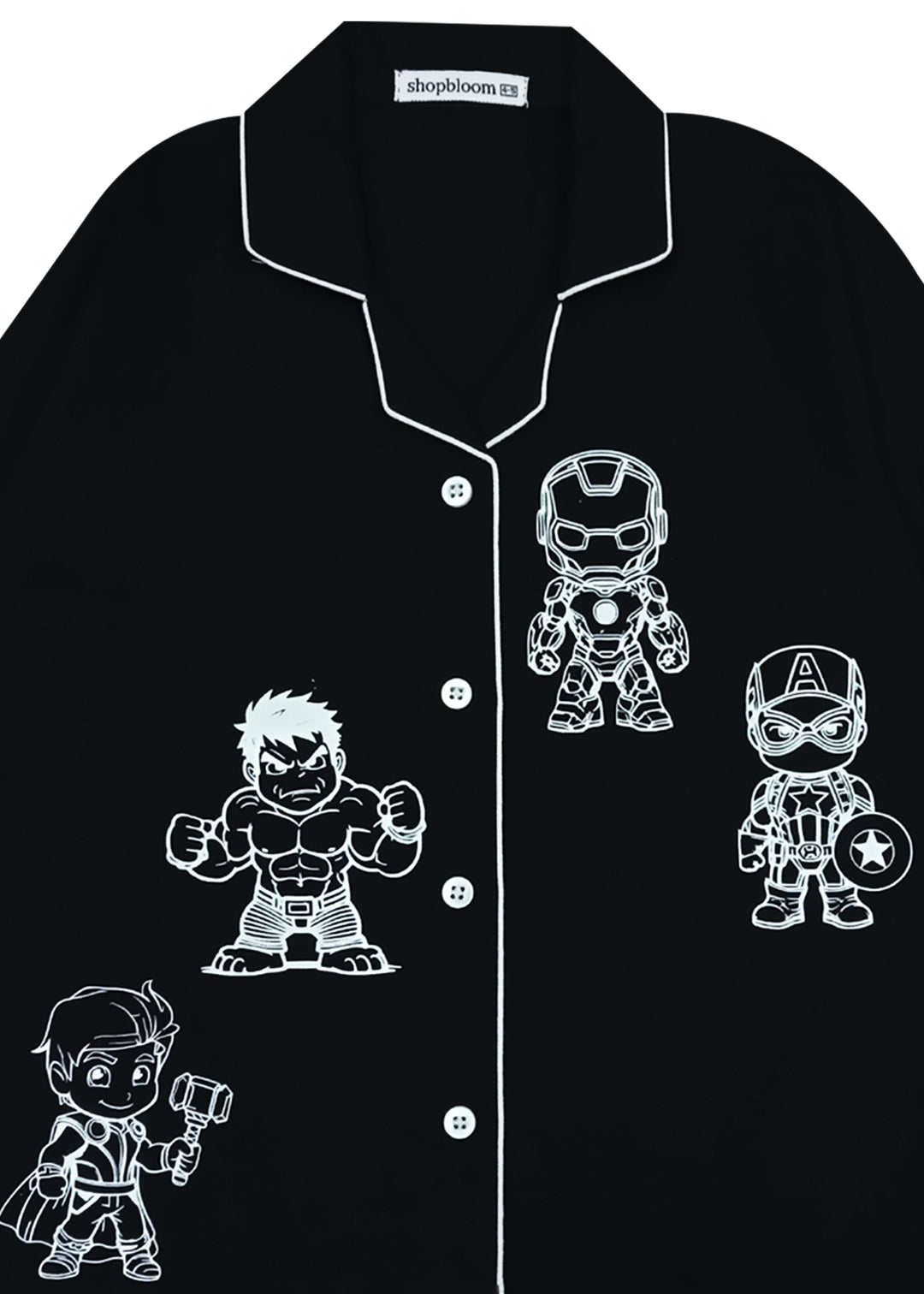 My Favourite Heroes Glow in the Dark Print Long Sleeve Kids Night Suit