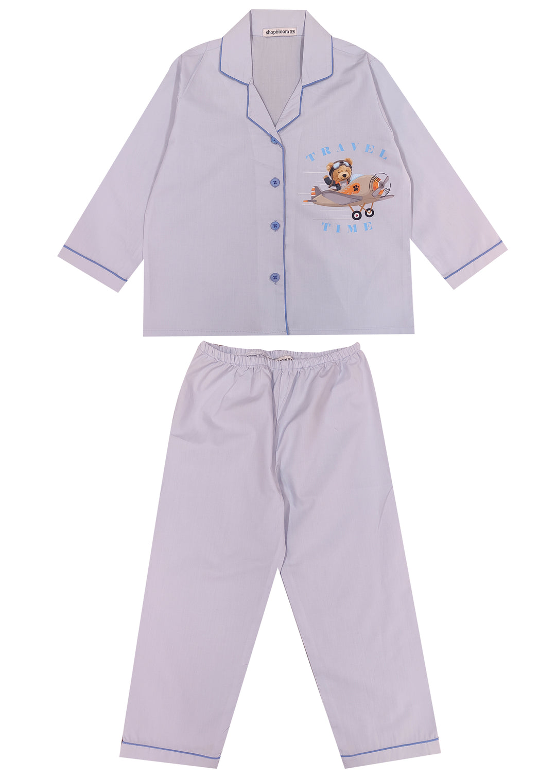 Time To Travel Long Sleeve Kids Night Suit