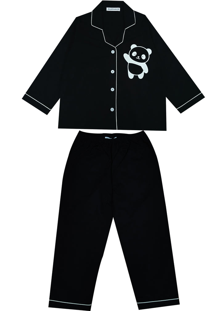 Panda Glow in the Dark Print Long Sleeve Kids Night Suit