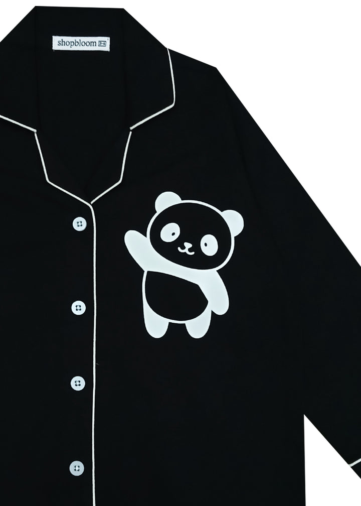 Panda Glow in the Dark Print Long Sleeve Kids Night Suit