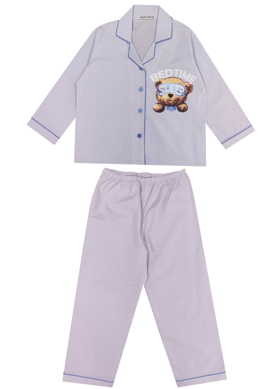 Sleep Time Blue Long Sleeve Kids Night Suit