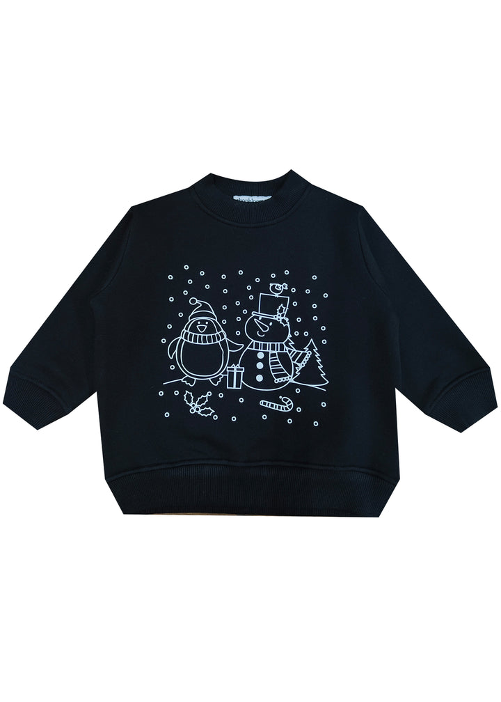 Glow In The Dark Snowman Warm Fleece Kids Sweatshirt