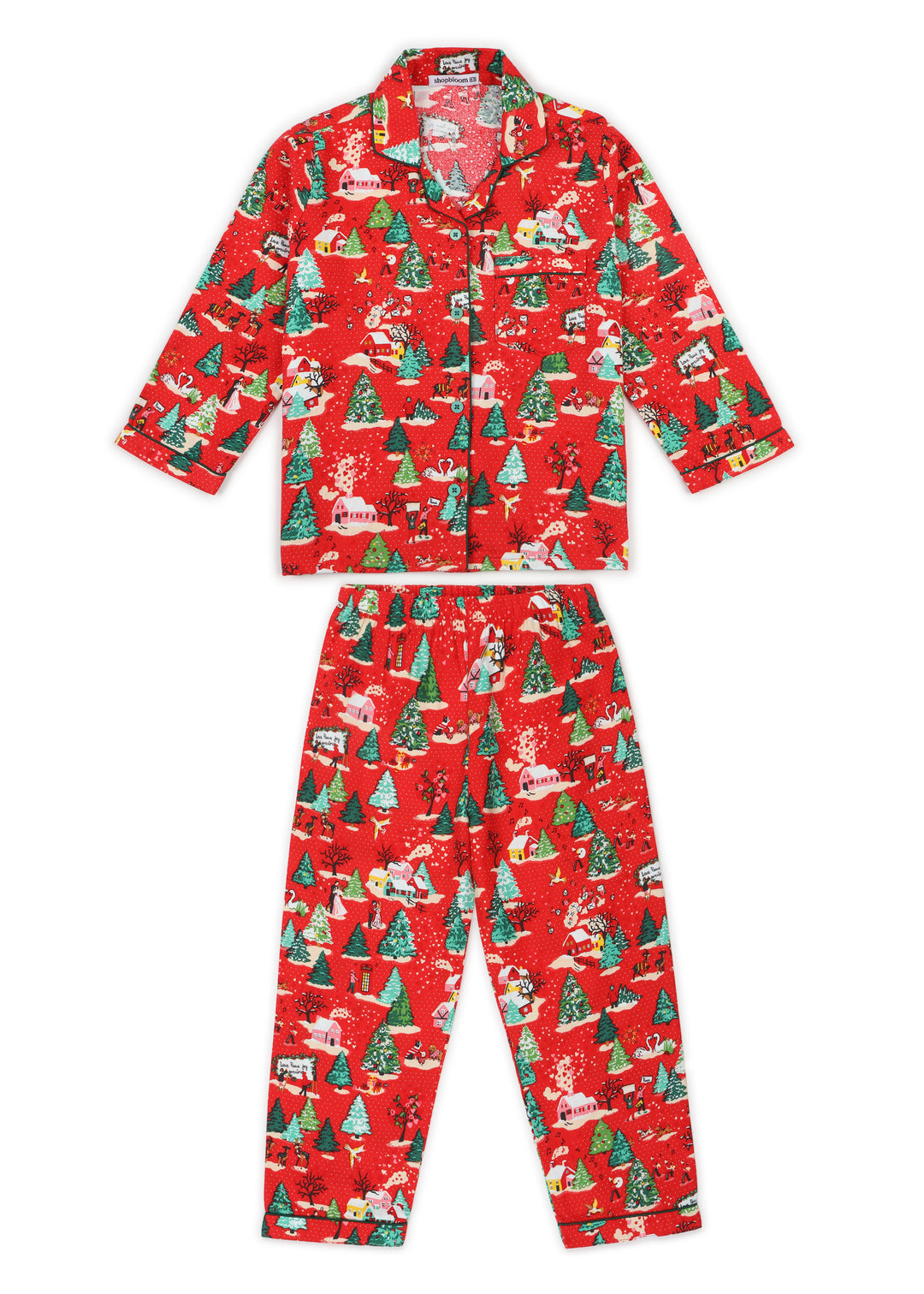 Christmas Wonderland Cotton Flannel Long Sleeve Kid's Night Suit