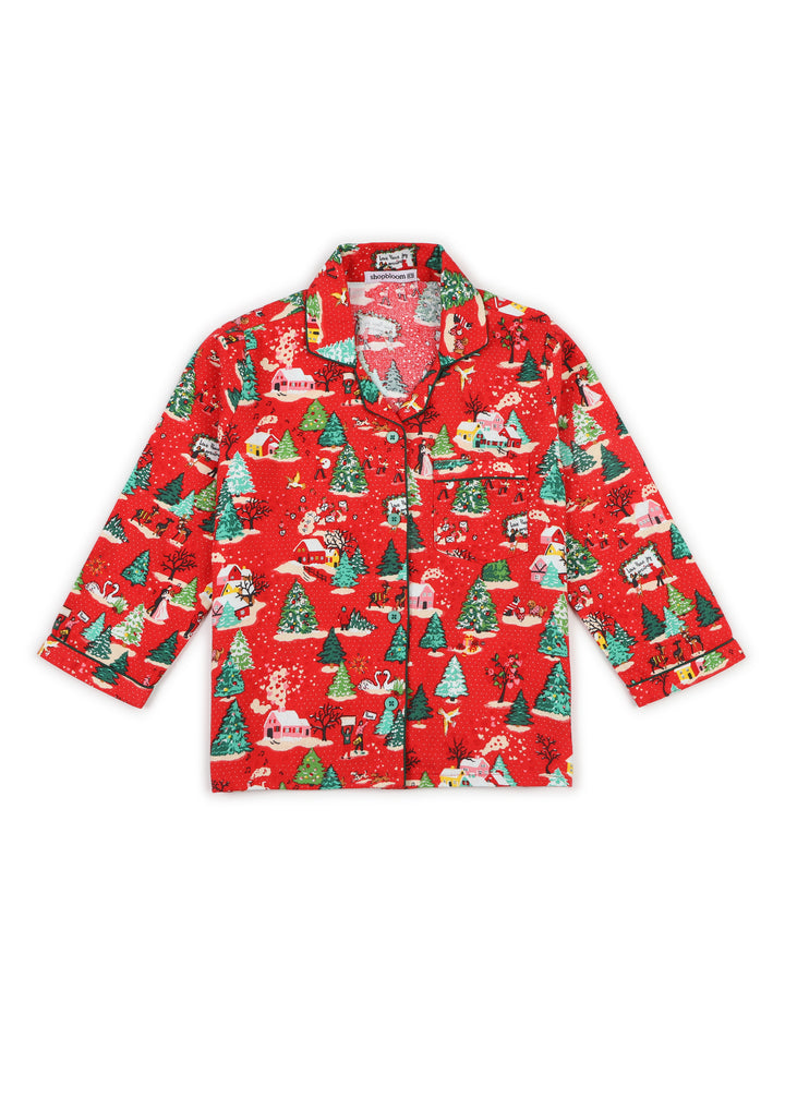 Christmas Wonderland Cotton Flannel Long Sleeve Kid's Night Suit