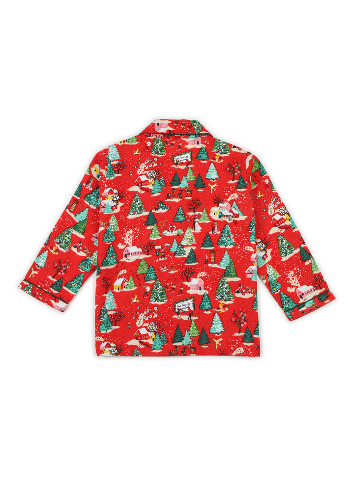 Christmas Wonderland Cotton Flannel Long Sleeve Kid's Night Suit