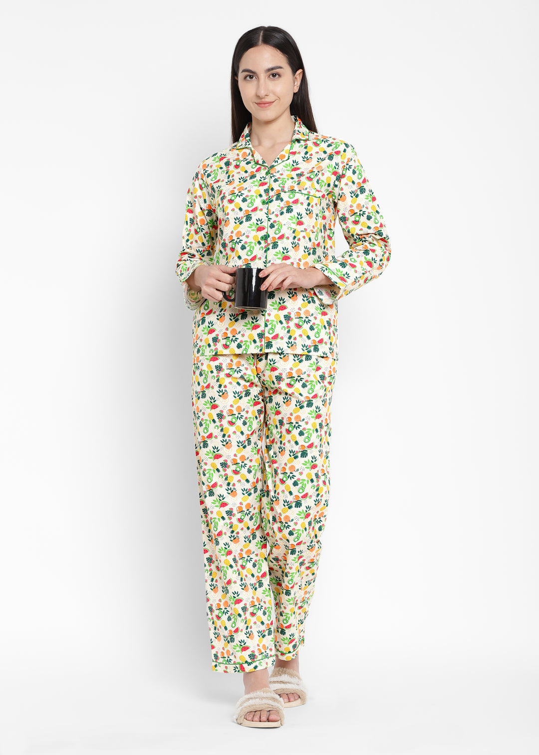 Tutty Fruity Print Long Sleeve Women's Night Suit