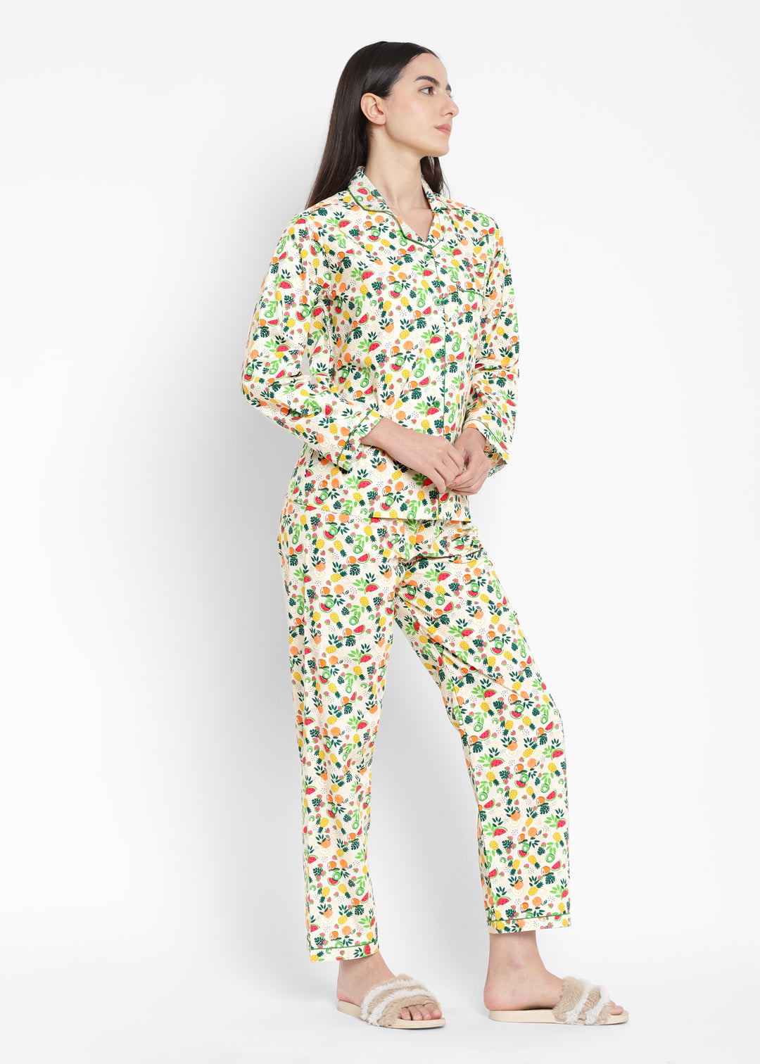 Tutty Fruity Print Long Sleeve Women's Night Suit