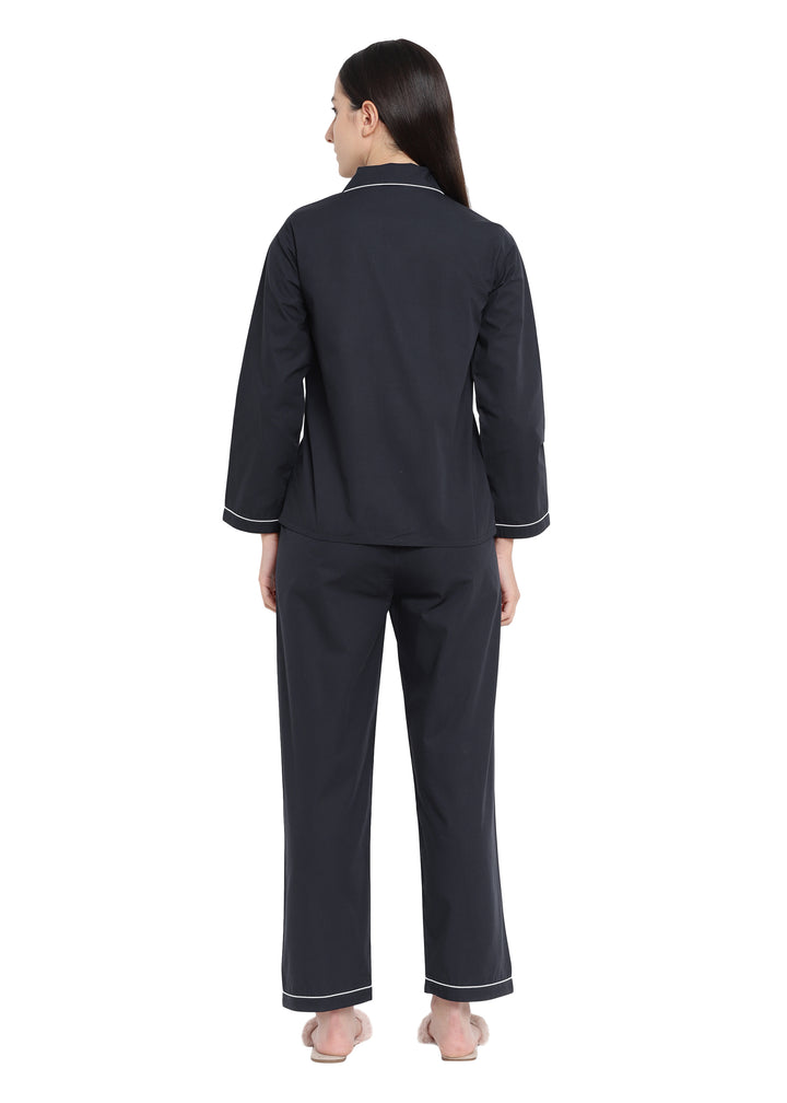 Nap Time Blue Long Sleeve Women's Night Suit