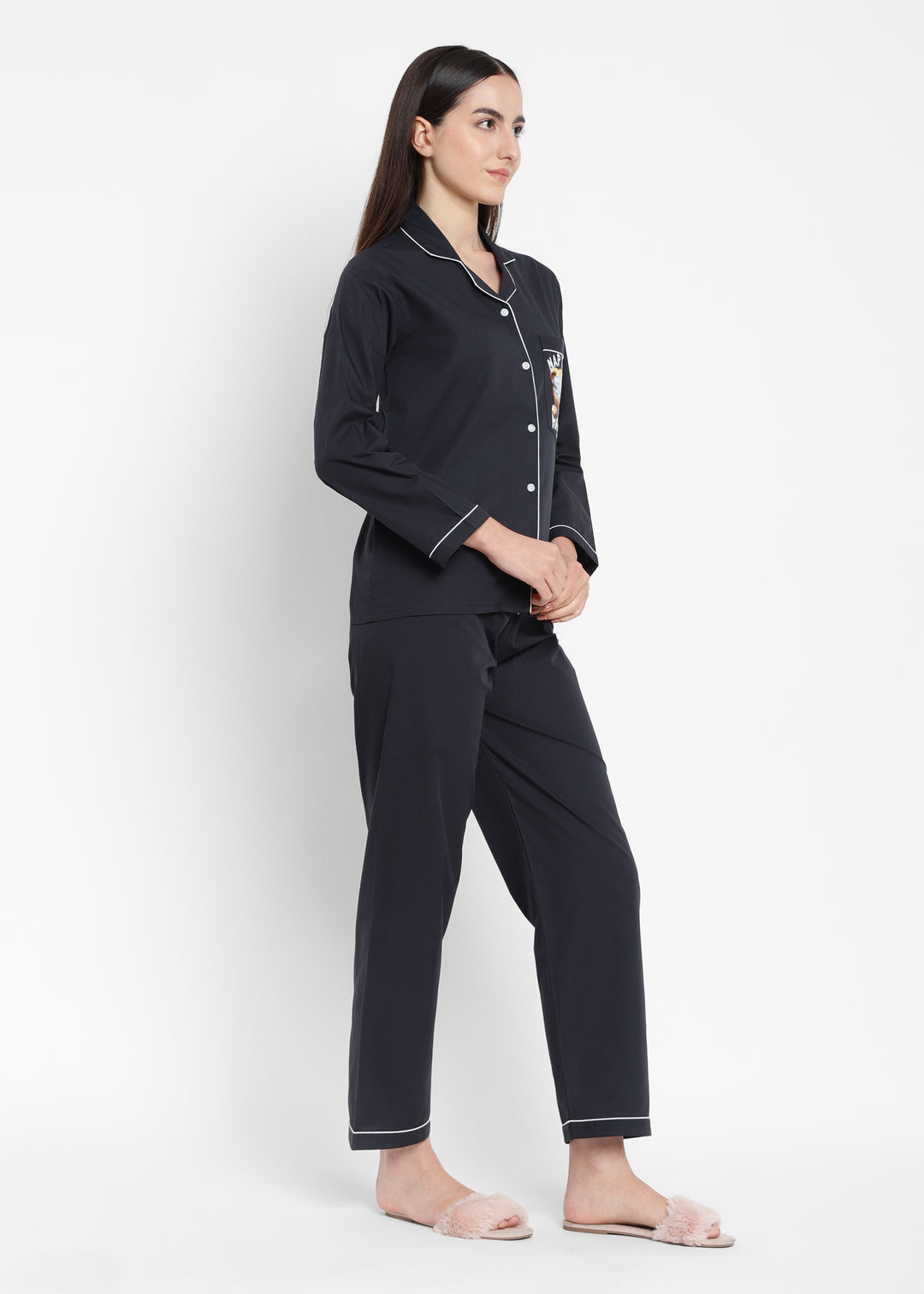 Nap Time Blue Long Sleeve Women's Night Suit