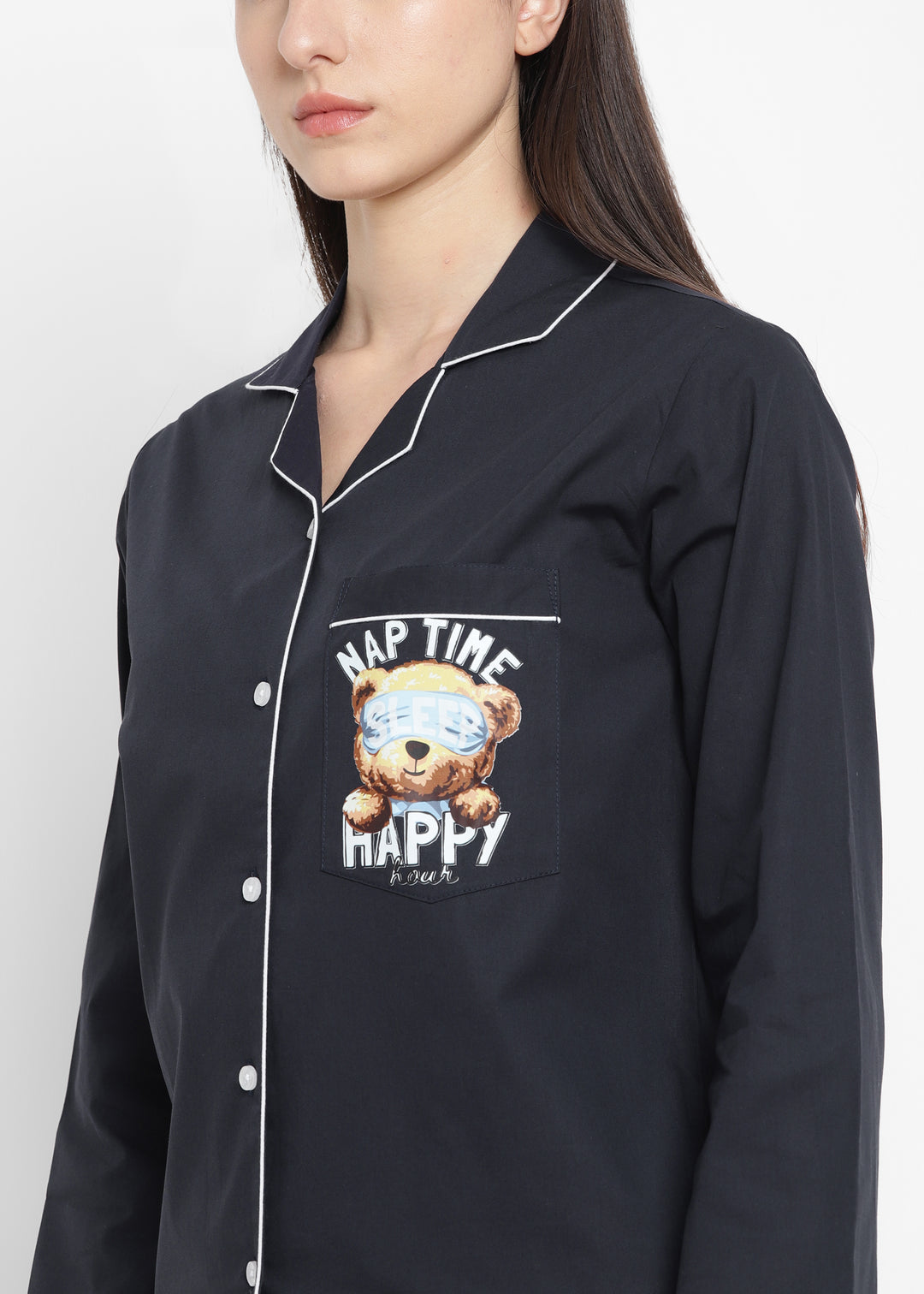 Nap Time Blue Long Sleeve Women's Night Suit