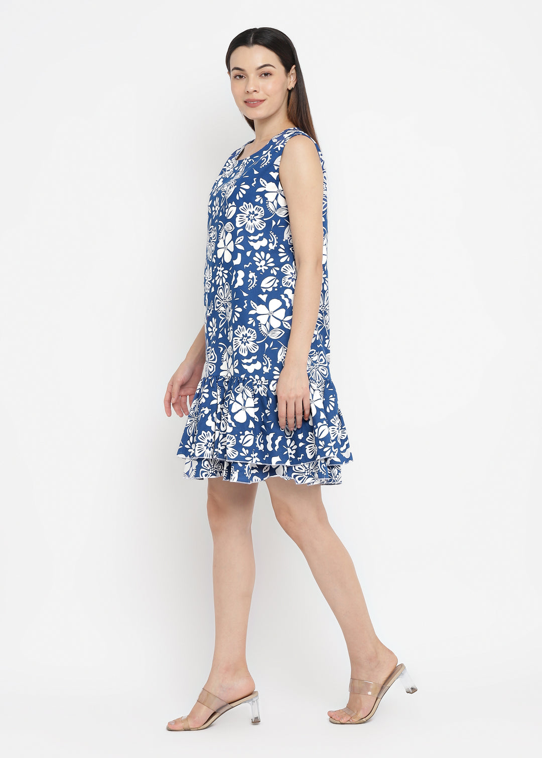 Sleeveless Printed Dress with Pockets