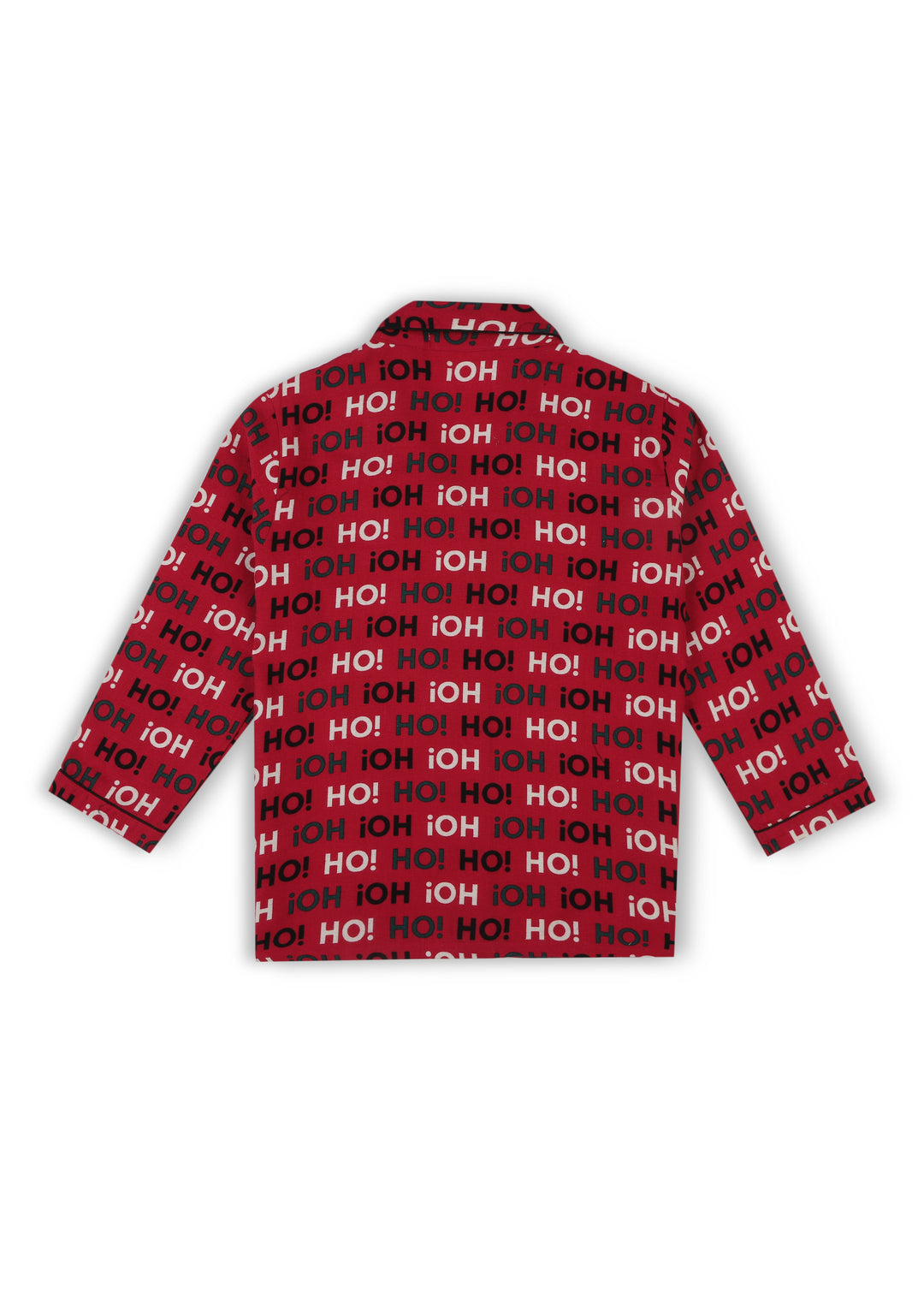 Ho! Ho! Ho! Print Cotton Flannel Long Sleeve Kid's Night Suit