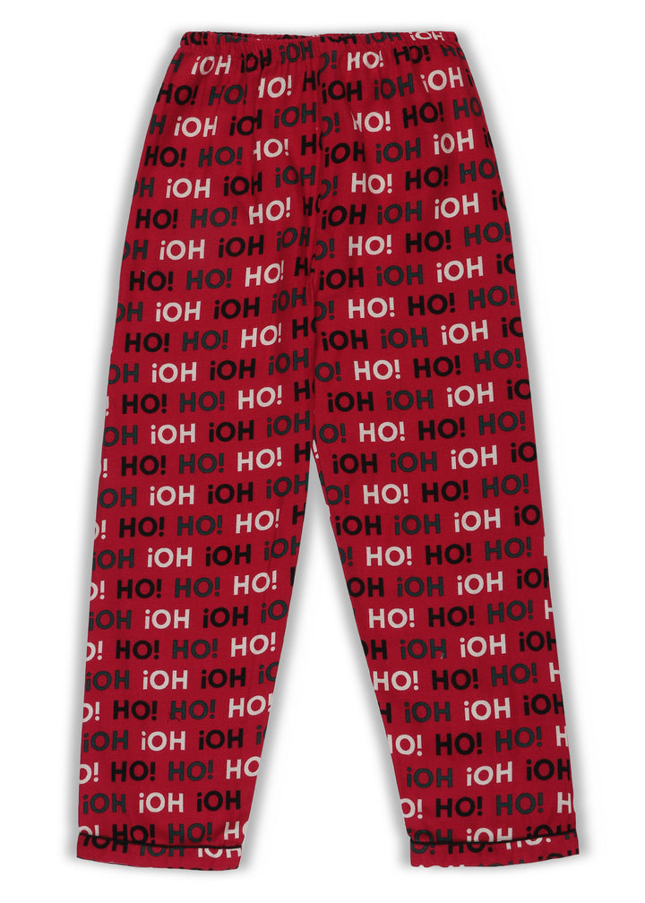 Ho! Ho! Ho! Print Cotton Flannel Long Sleeve Kid's Night Suit