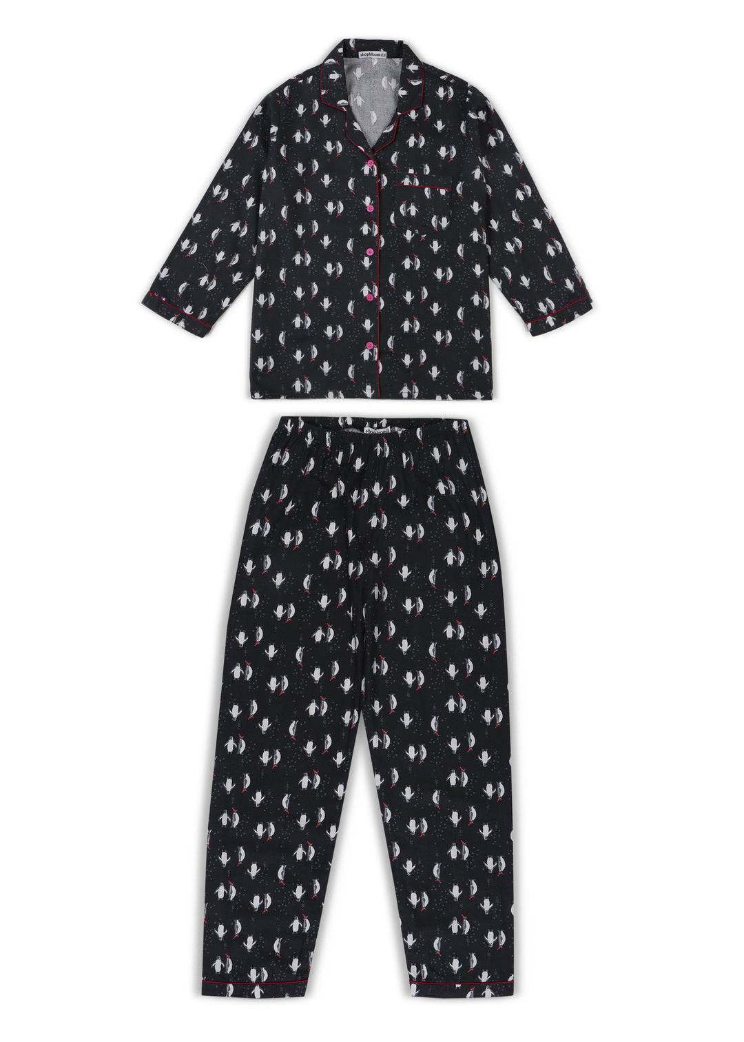 Penguin Love Print Cotton Flannel Long Sleeve Kid's Night Suit